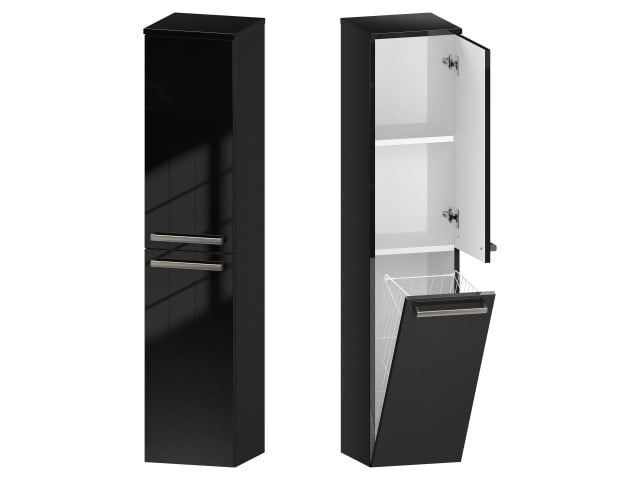 Słupek Łazienkowy ATH 30 cm DK Prawy - Czarny Wysoki Połysk - Uchwyty Stal Szczotkowana