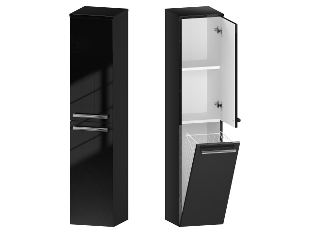 Słupek Łazienkowy ATH 30 cm DK Prawy - Czarny Wysoki Połysk - Uchwyty Chromowane