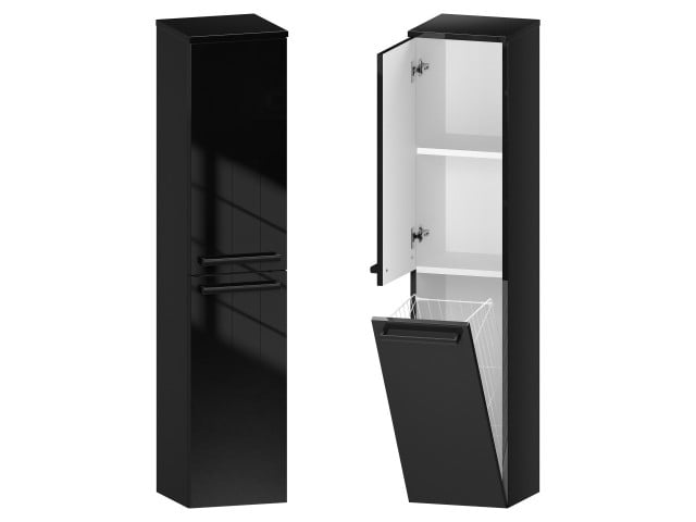 Słupek Łazienkowy ATH 30 cm DK Lewy - Czarny Wysoki Połysk - Uchwyty Czarne Matowe