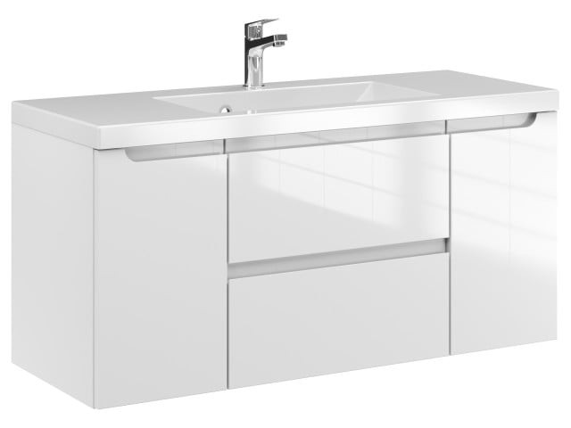 Szafka Wisząca Z Umywalką ETH 100 cm D - Biały Wysoki Połysk Szafka Wisząca Z Umywalką ETH 100 cm D - Biały Wysoki Połysk