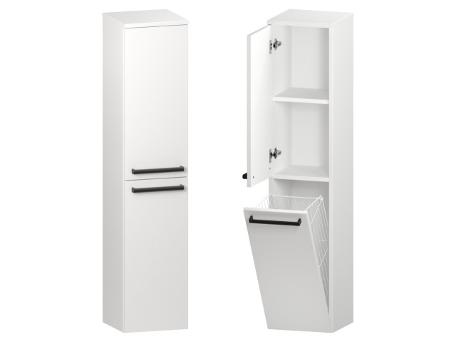 Słupek Łazienkowy ATH 30 cm DK Lewy - Biały Mat - Uchwyty Czarne Matowe