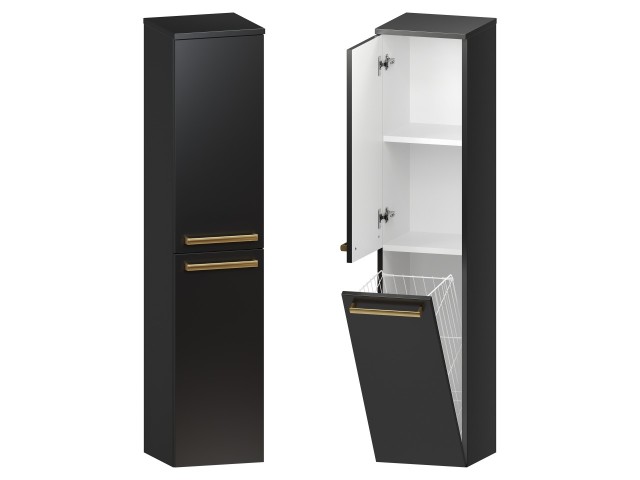 Słupek Łazienkowy ATH 30 cm DK Lewy - Czarny Mat - Uchwyty Złote Polerowane