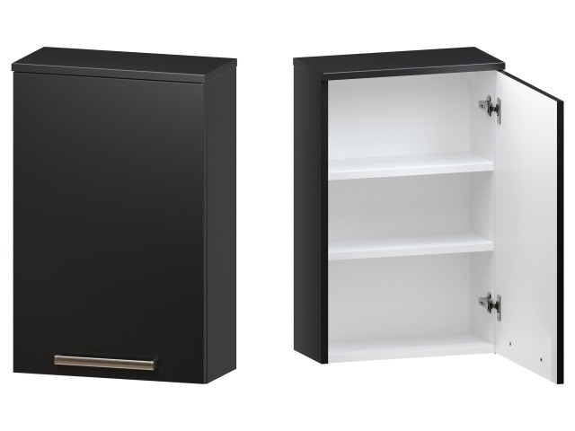 Szafka nad Pralkę ATH 45 cm D Prawa - Czarny Mat - Uchwyty Stal Szczotkowana