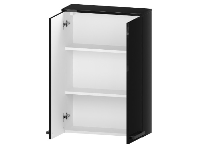 Szafka nad Pralkę ATH 60 cm 2D90 - Czarny Wysoki Połysk - Uchwyty Chromowane
