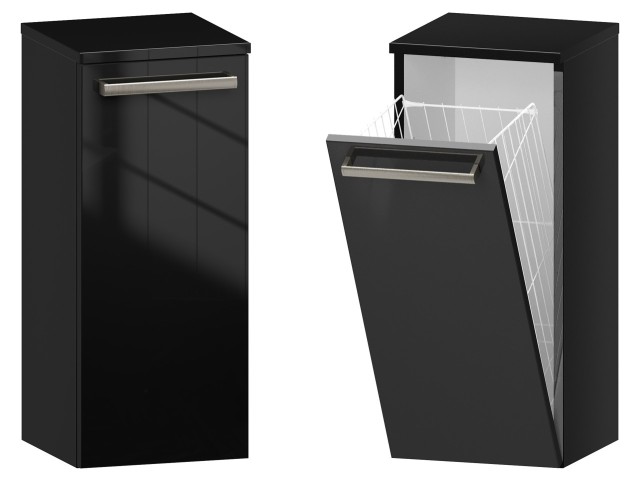 Słupek Łazienkowy ATH 30 cm K - Czarny Wysoki Połysk - Uchwyty Stal Szczotkowana Słupek Łazienkowy ATH 30 cm K - Czarny Wysoki Połysk - Uchwyty Stal Szczotkowana