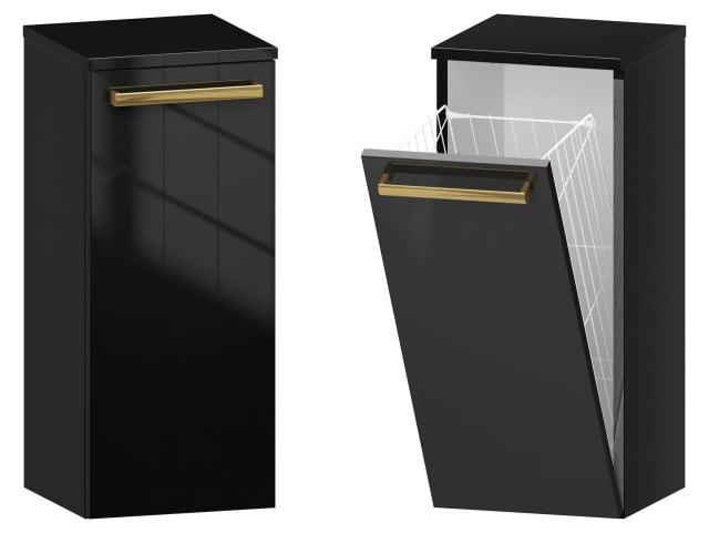 Słupek Łazienkowy ATH 30 cm K - Czarny Wysoki Połysk - Uchwyty Złote Polerowane Słupek Łazienkowy ATH 30 cm K - Czarny Wysoki Połysk - Uchwyty Złote Polerowane