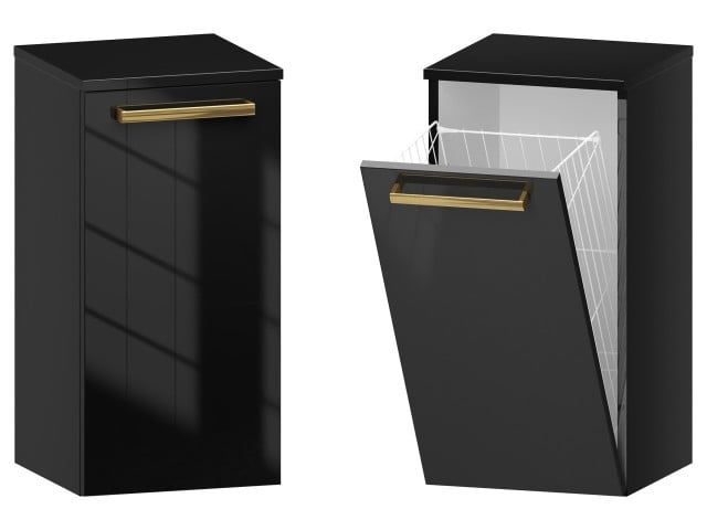 Słupek Łazienkowy ATH 35 cm K - Czarny Wysoki Połysk - Uchwyty Złote Polerowane