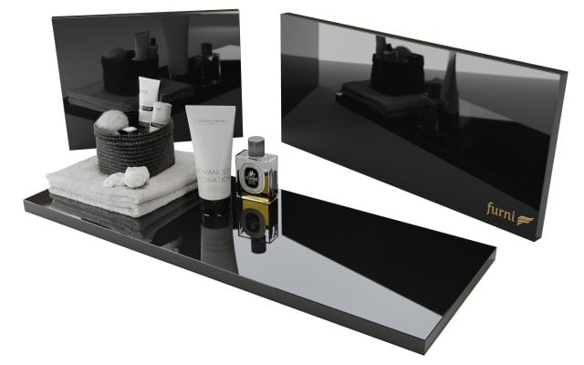 Słupek Łazienkowy ATH 35 cm K - Czarny Wysoki Połysk - Uchwyty Złote Polerowane