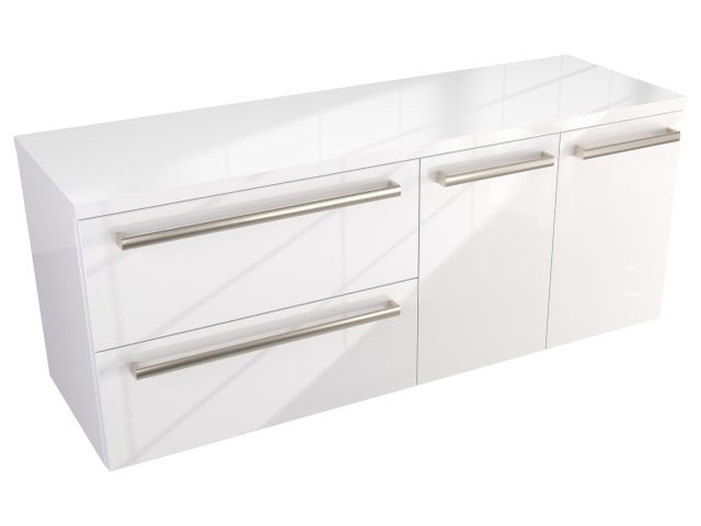 Szafka Wisząca Z Blatem ATH 120 cm SD Lewa - Biały Wysoki Połysk - Uchwyty Stal Szczotkowana Szafka Wisząca Z Blatem ATH 120 cm SD Lewa - Biały Wysoki Połysk - Uchwyty Stal Szczotkowana