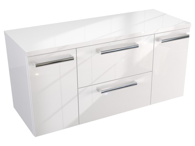 Szafka Wisząca Z Blatem ATH 100 cm D - Biały Wysoki Połysk - Uchwyty Chromowane Szafka Wisząca Z Blatem ATH 100 cm D - Biały Wysoki Połysk - Uchwyty Chromowane