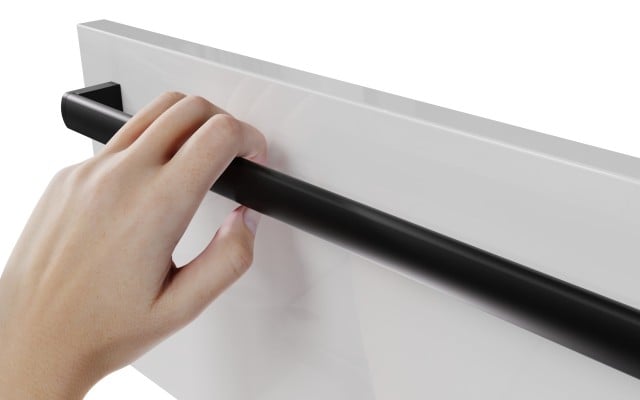 Szafka Wisząca Z Blatem ATH 120 cm DS Prawa - Biały Wysoki Połysk - Uchwyty Czarne Matowe