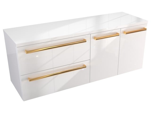 Szafka Wisząca Z Blatem ATH 120 cm SD Lewa - Biały Wysoki Połysk - Uchwyty Złote Polerowane Szafka Wisząca Z Blatem ATH 120 cm SD Lewa - Biały Wysoki Połysk - Uchwyty Złote Polerowane