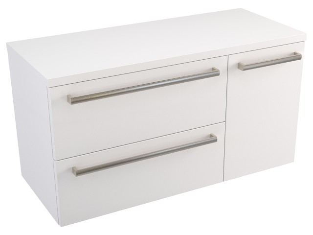 Szafka Wisząca Z Blatem ATH 90 cm D Lewa - Biały Mat - Uchwyty Stal Szczotkowana Szafka Wisząca Z Blatem ATH 90 cm D Lewa - Biały Mat - Uchwyty Stal Szczotkowana