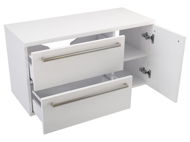 Szafka Wisząca Z Blatem ATH 90 cm D Lewa - Biały Mat - Uchwyty Stal Szczotkowana