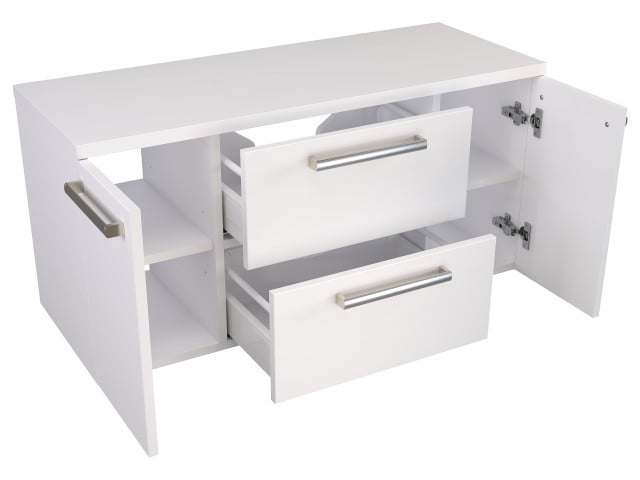 Szafka Wisząca Z Blatem ATH 100 cm D - Biały Mat - Uchwyty Stal Szczotkowana