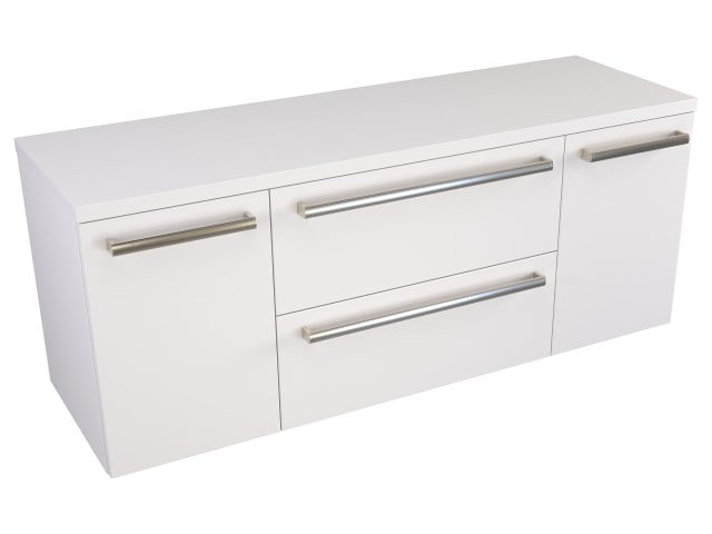 Szafka Wisząca Z Blatem ATH 120 cm D - Biały Mat - Uchwyty Stal Szczotkowana Szafka Wisząca Z Blatem ATH 120 cm D - Biały Mat - Uchwyty Stal Szczotkowana