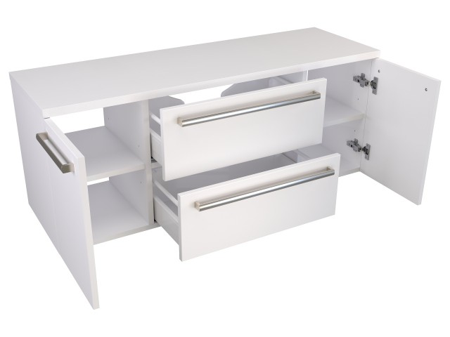 Szafka Wisząca Z Blatem ATH 120 cm D - Biały Mat - Uchwyty Stal Szczotkowana