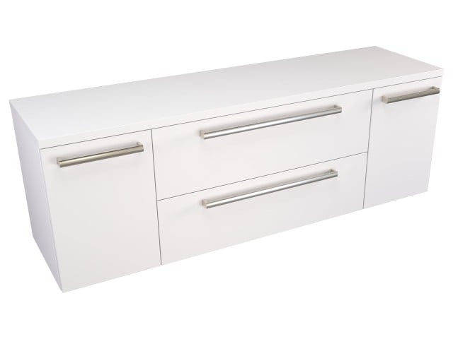 Szafka Wisząca Z Blatem ATH 140 cm D - Biały Mat - Uchwyty Stal Szczotkowana