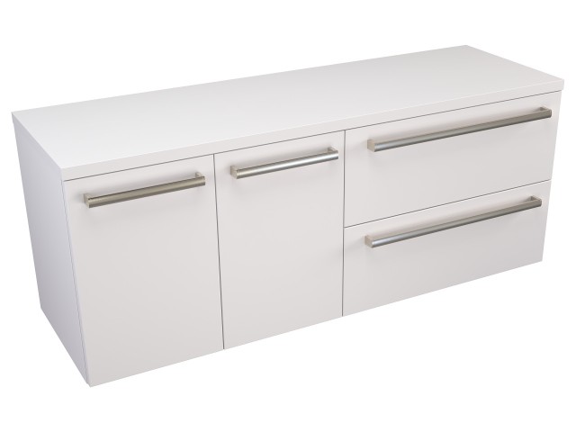 Szafka Wisząca Z Blatem ATH 120 cm DS Prawa - Biały Mat - Uchwyty Stal Szczotkowana