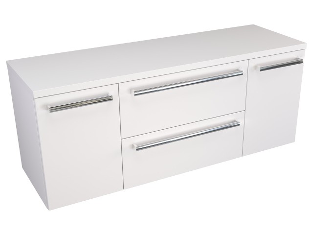 Szafka Wisząca Z Blatem ATH 120 cm D - Biały Mat - Uchwyty Chromowane