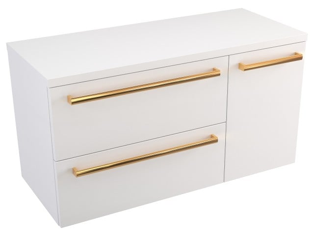 Szafka Wisząca Z Blatem ATH 90 cm D Lewa - Biały Mat - Uchwyty Złote Polerowane Szafka Wisząca Z Blatem ATH 90 cm D Lewa - Biały Mat - Uchwyty Złote Polerowane