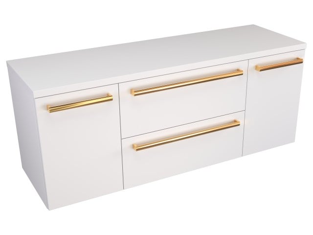 Szafka Wisząca Z Blatem ATH 120 cm D - Biały Mat - Uchwyty Złote Polerowane
