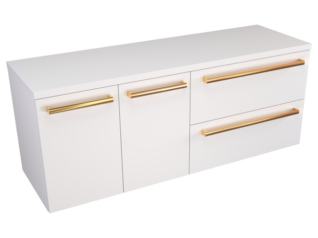 Szafka Wisząca Z Blatem ATH 120 cm DS Prawa - Biały Mat - Uchwyty Złote Polerowane