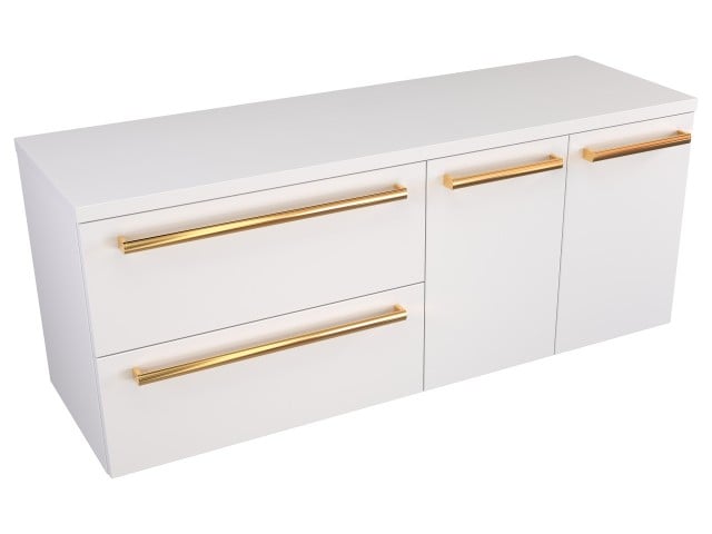 Szafka Wisząca Z Blatem ATH 120 cm SD Lewa - Biały Mat - Uchwyty Złote Polerowane