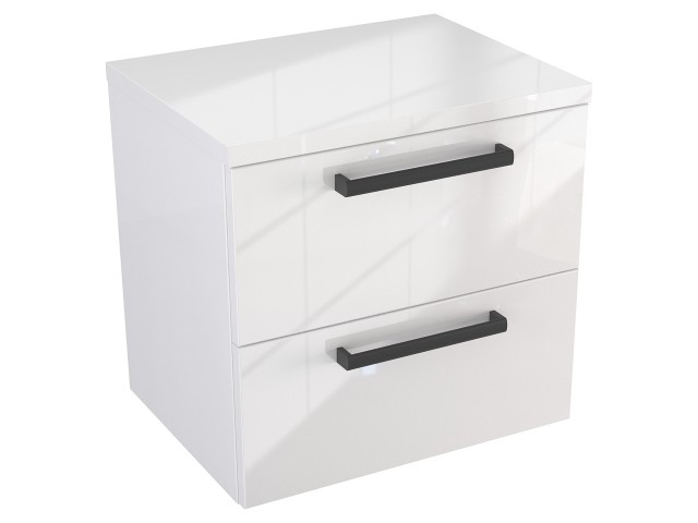 Szafka Wisząca Z Blatem ATH 50 cm - Biały Wysoki Połysk - Uchwyty Czarne Matowe Szafka Wisząca Z Blatem ATH 50 cm - Biały Wysoki Połysk - Uchwyty Czarne Matowe