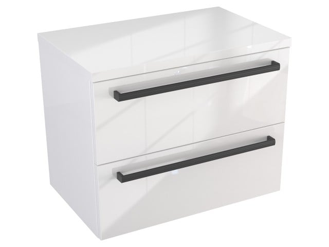 Szafka Wisząca Z Blatem ATH 60 cm - Biały Wysoki Połysk - Uchwyty Czarne Matowe Szafka Wisząca Z Blatem ATH 60 cm - Biały Wysoki Połysk - Uchwyty Czarne Matowe