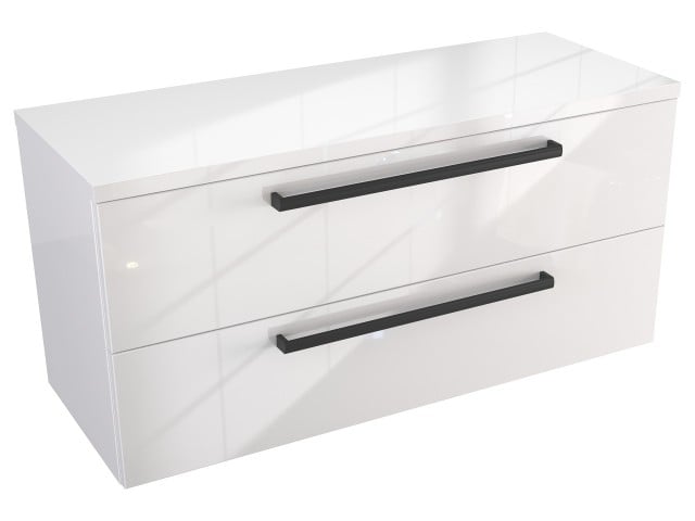 Szafka Wisząca Z Blatem ATH 100 cm - Biały Wysoki Połysk - Uchwyty Czarne Matowe Szafka Wisząca Z Blatem ATH 100 cm - Biały Wysoki Połysk - Uchwyty Czarne Matowe