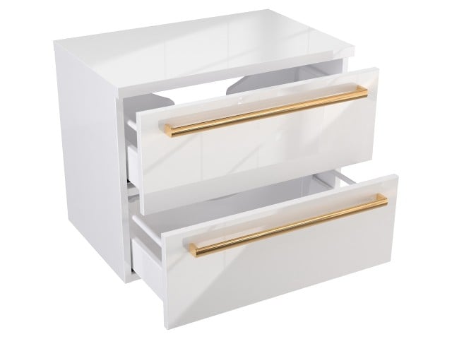 Szafka Wisząca Z Blatem ATH 60 cm - Biały Wysoki Połysk - Uchwyty Złote Polerowane