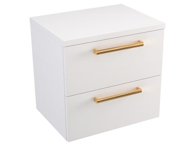 Szafka Wisząca Z Blatem ATH 50 cm - Biały Mat - Uchwyty Złote Polerowane Szafka Wisząca Z Blatem ATH 50 cm - Biały Mat - Uchwyty Złote Polerowane