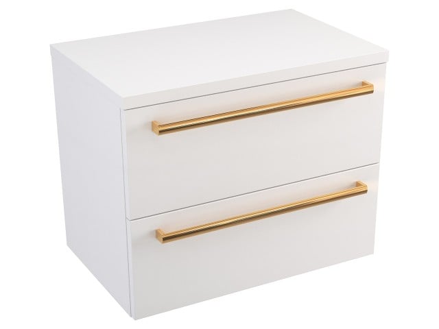 Szafka Wisząca Z Blatem ATH 60 cm - Biały Mat - Uchwyty Złote Polerowane Szafka Wisząca Z Blatem ATH 60 cm - Biały Mat - Uchwyty Złote Polerowane