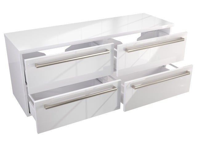 Szafka Wisząca Z Blatem ATH 120 cm S Prawa - Biały Wysoki Połysk - Uchwyty Stal Szczotkowana