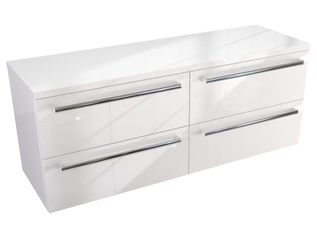 Szafka Wisząca Z Blatem ATH 120 cm S Lewa - Biały Wysoki Połysk - Uchwyty Chromowane