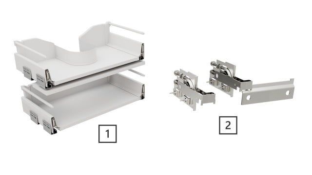Szafka Wisząca Z Blatem ATH 120 cm DUO - Biały Wysoki Połysk - Uchwyty Złote Polerowane