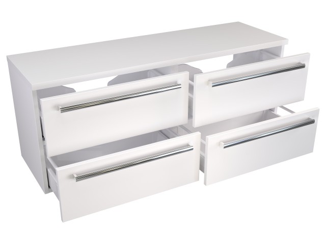 Szafka Wisząca Z Blatem ATH 120 cm S Lewa - Biały Mat - Uchwyty Chromowane
