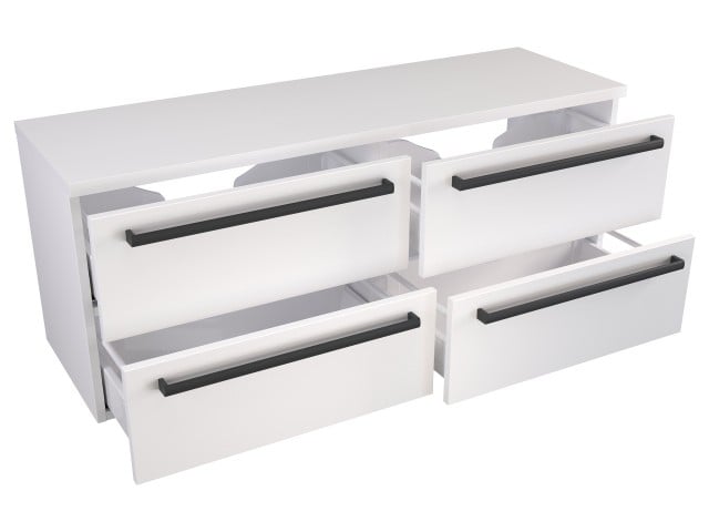 Szafka Wisząca Z Blatem ATH 120 cm S Prawa - Biały Mat - Uchwyty Czarne Matowe