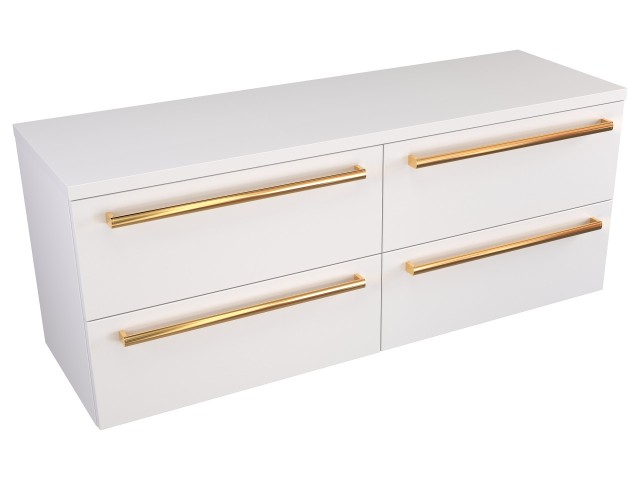Szafka Wisząca Z Blatem ATH 120 cm DUO - Biały Mat - Uchwyty Złote Polerowane Szafka Wisząca Z Blatem ATH 120 cm DUO - Biały Mat - Uchwyty Złote Polerowane