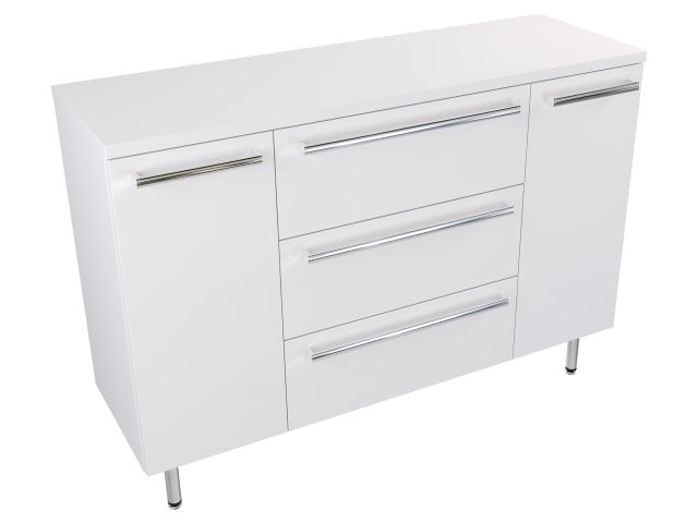 Szafka Stojąca Z Blatem ATH 120 cm DK - Biały Mat - Uchwyty Chromowane
