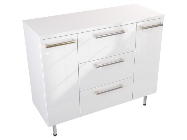 Szafka Stojąca Z Blatem ATH 100 cm D - Biały Wysoki Połysk - Uchwyty Stal Szczotkowana Szafka Stojąca Z Blatem ATH 100 cm D - Biały Wysoki Połysk - Uchwyty Stal Szczotkowana