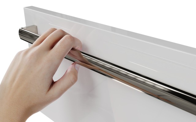 Szafka Stojąca Z Blatem ATH 120 cm SD Lewa - Biały Wysoki Połysk - Uchwyty Chromowane