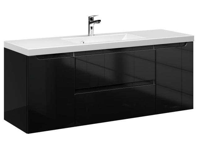 Szafka Wisząca Z Umywalką ETH 120 cm D - Czarny Wysoki Połysk Szafka Wisząca Z Umywalką ETH 120 cm D - Czarny Wysoki Połysk