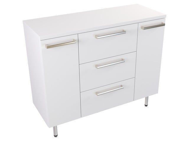 Szafka Stojąca Z Blatem ATH 100 cm D - Biały Mat - Uchwyty Stal Szczotkowana