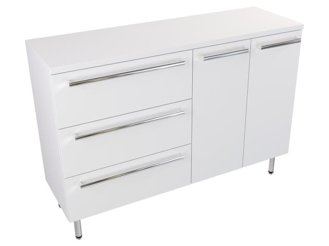 Szafka Stojąca Z Blatem ATH 120 cm SD Lewa - Biały Mat - Uchwyty Chromowane