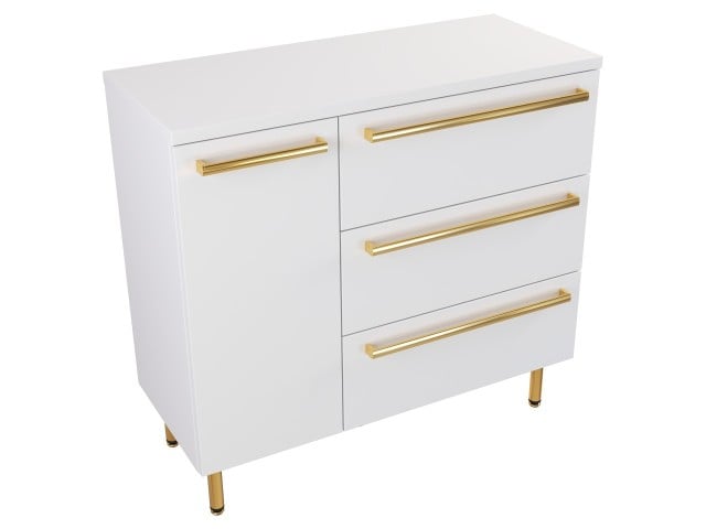 Szafka Stojąca Z Blatem ATH 90 cm D Prawa - Biały Mat - Uchwyty Złote Polerowane