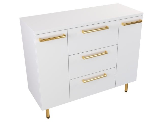 Szafka Stojąca Z Blatem ATH 100 cm D - Biały Mat - Uchwyty Złote Polerowane Szafka Stojąca Z Blatem ATH 100 cm D - Biały Mat - Uchwyty Złote Polerowane