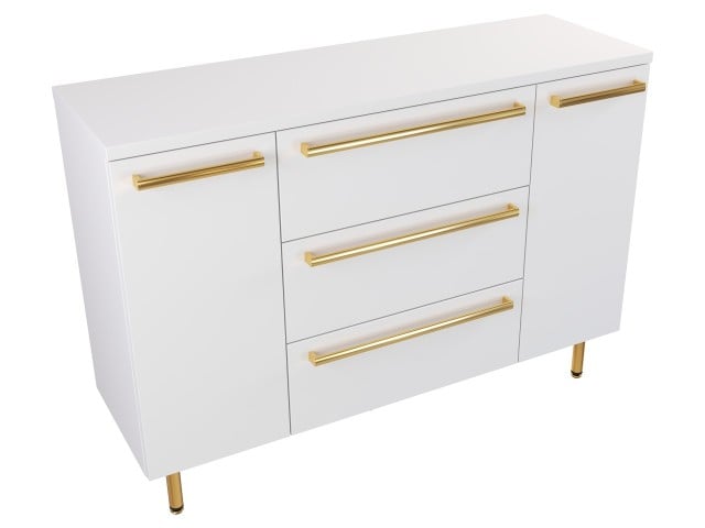 Szafka Stojąca Z Blatem ATH 120 cm D - Biały Mat - Uchwyty Złote Polerowane