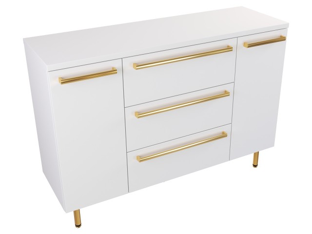 Szafka Stojąca Z Blatem ATH 120 cm K - Biały Mat - Uchwyty Złote Polerowane Szafka Stojąca Z Blatem ATH 120 cm K - Biały Mat - Uchwyty Złote Polerowane